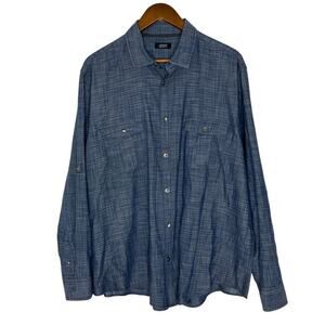 Alfani Blue Regular Fit Button Up Long Sleeve Shirt Plus Size XXL Men’s